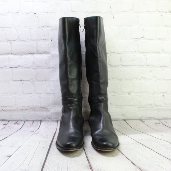 LL Bean Black Leather Side Zipper Knee High Riding Boots Size 9 Medium - Picture 4 of 9